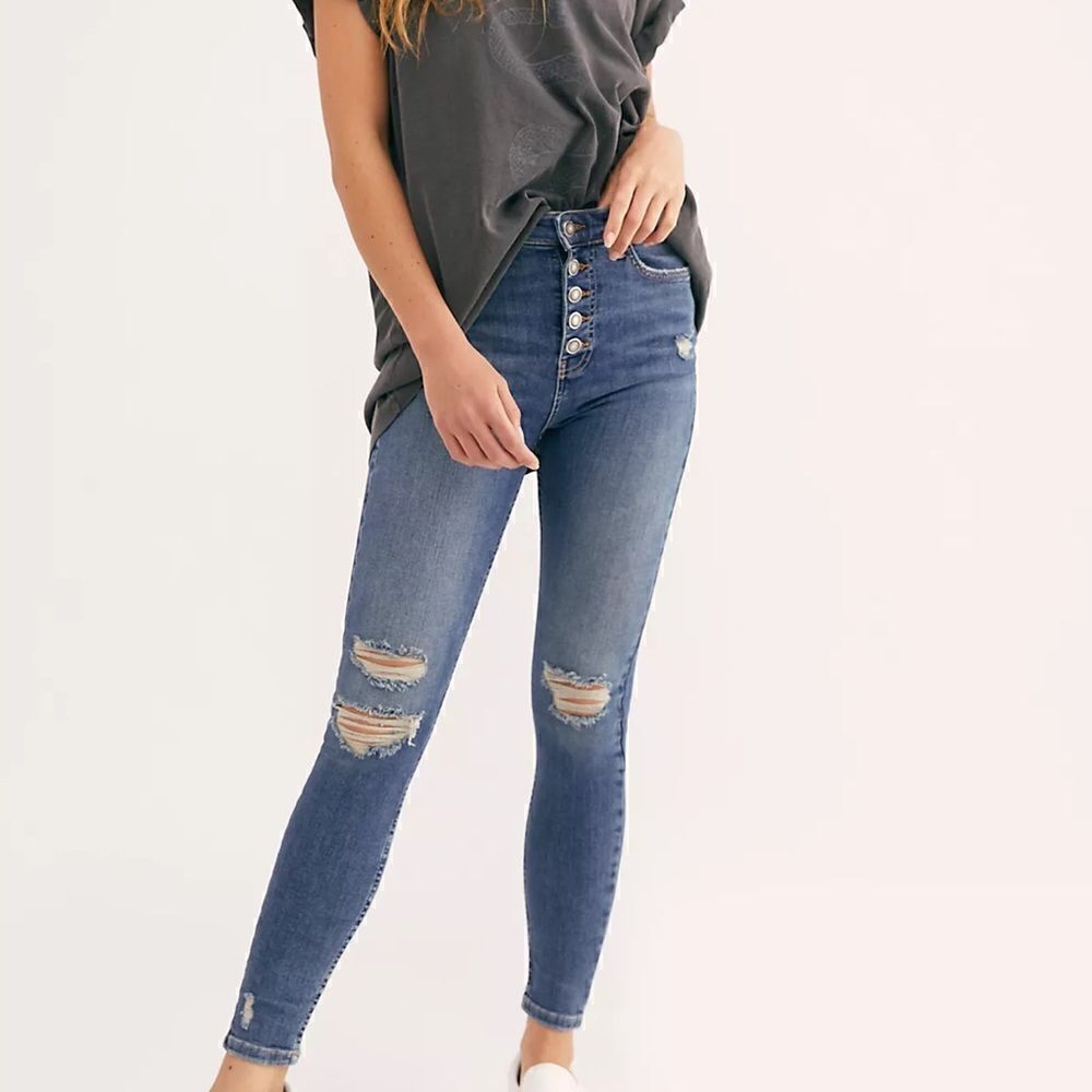 Free People Sabrina Super Skinny Jeans size 24 NWT color: mid indigo